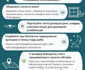 Через похолодання та можливі ворожі обстріли енергосистеми просимо киян завчасно подбати про власну безпеку та комфорт